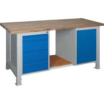 Dílenský stůl DÍLENSKÝ STŮL MASTER 1700 mm + zásuvkový kontejner + skříňka IG261