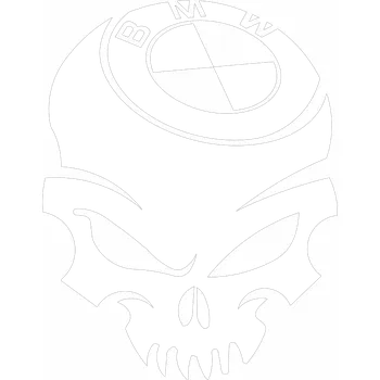 Samolepicí dekorace na vozidlo Lebka b m w 1 samolepka na auto - oranžová / 10x13 cm