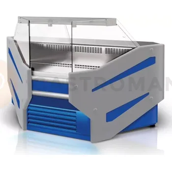 Chladicí modulární rohový pult vnitřní s tvrzeným svislým rovným sklem, osvětlením a nerezovou deskou 1390x1070x1220 mm | RAPA, L-F/NW