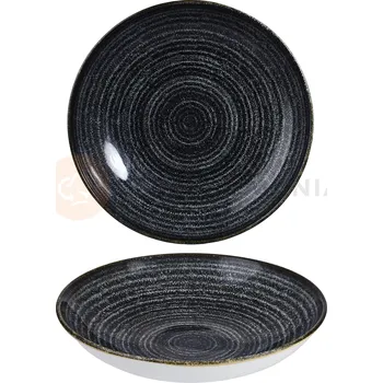 Talíř Porcelánový hluboký talíř coupe, grafitový 24,8 cm | CHURCHILL, Homespun Style Charcoal Black