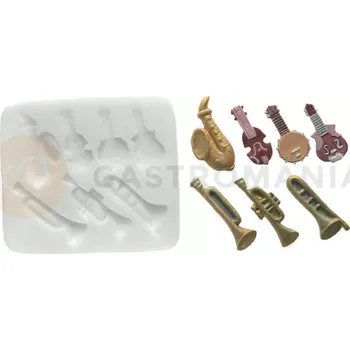 Výroba svíčky Forma na cukrovou hmotu SLK 147 - 7 hudebních nástrojů, 46x90 mm | SILIKOMART, Sugarflex Music