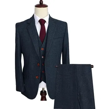 Pánský oblek Vlněný pánský oblek pro každou příležitost Barva: Tmavě Modrá, Velikost: XL