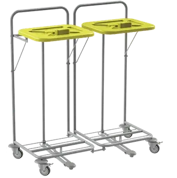 Odpadkový koš VK 120 - 2N vozík na třídění odpadu a prádla plast - VK - žlutý