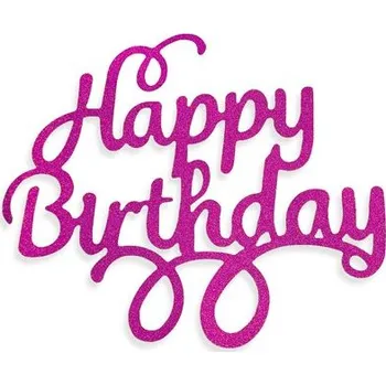 Dortová svíčka Růžový zápich - topper na dort Happy Birthday 14 cm - Dortmarket