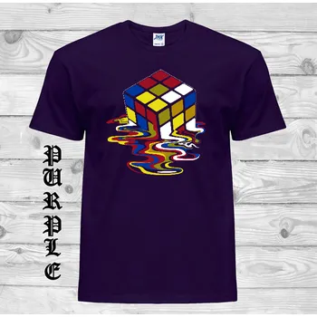 Chlapecké tričko detske-levne-bavlnene-tricko-potisk-tajici-Rubikova-kostka Barva: Purple - purpurová, velikost: 152