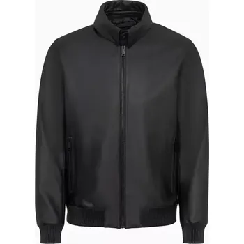 Pánská casual bunda PORSCHE DESIGN Cabrio leather jacket Bunda kožená s odnímatelným límcem černá (Exkluzivní kožená bunda od Porsche Design s odnímatelným stojáčkem.)