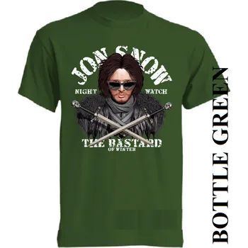 Dívčí tričko detske-bavlnene-levne-tricko-potisk-jon-snow-hra-truny Barva: Bottle green - lahvově zelená, velikost: 152