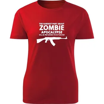 Dámské tričko Dámské tričko Zombie Apocalypse vz. 58 / CZ 858 Tactical - červená