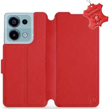 Pouzdro na mobilní telefon Kožené flip pouzdro Mobiwear - Xiaomi Redmi Note 13 Pro 4G / Poco M6 Pro 4G - Červené (Kožené knížkové pouzdro, obal, kryt na mobil Xiaomi Redmi Note 13 Pro 4G / Poco M6 Pro 4G, Červené, materiál Genuine Leather, ochrana 360°, stojánek, silikonová vanička