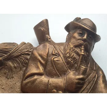 Vzácný starý masivní bronzový podnos nebo popelník - Krakonoš (Figurální popelník krakonoš)