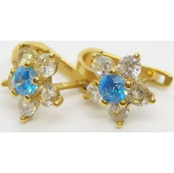 Náušnice Klenoty Budín Zlaté dámské/dívčí náušnice s blue topazy a zirkony 585/1,44gr H218 (Klenoty Budín Zlaté dámské/dívčí náušnice s blue topazy a zirkony 585/1,44gr H218)