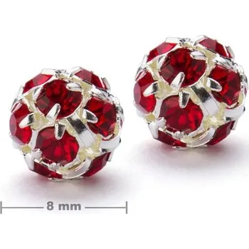 Korálek Manumi štrasová kulička 8 mm stříbrná Light Siam