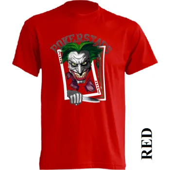 Chlapecké tričko detske-levne-bavlnene-tricko-potisk-joker-poker Barva: Red - červená, velikost: 152