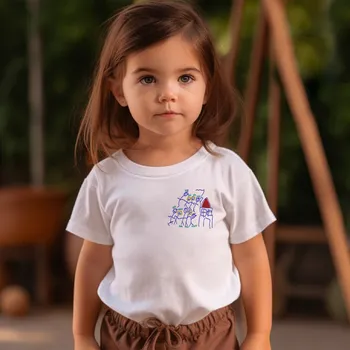 Dívčí oblečení Tričko s výšivkou OBRÁZKU DÍTĚTE, pro dítě Barva: Bílá, Velikost dítěte: Tričko 7-8 let (128)