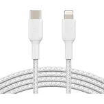 Kabel oplétaný Belkin, USB-C - Lightning, 1m, bílý