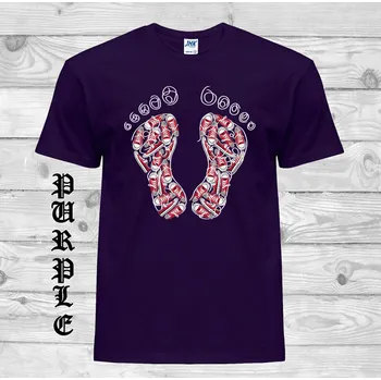 detske-levne-bavlnene-tricko-potisk-stopy-tenisky Barva: Purple - purpurová, velikost: 152