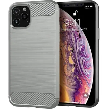 Pouzdro na mobilní telefon Ochranný silikonový obal karbon pro Apple iPhone 11 Pro Max - šedý
