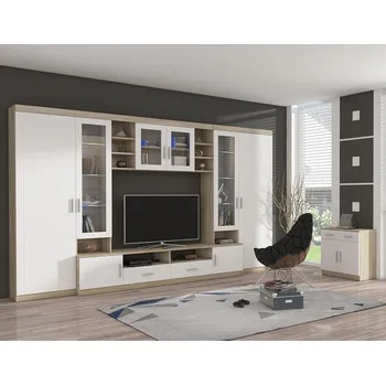 Obývací stěna Obývací stěna PARIS | 340 cm + komoda v ceně | sonoma/bílá MDF