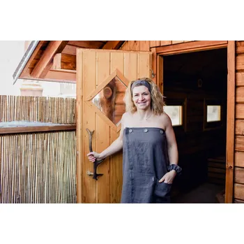 Nelly Dámská saunová sada - tmavě šedá - kilt, žíňka, čelenka, gumička, turban