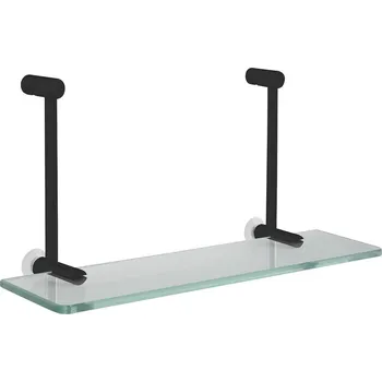 Policová skříň Sapho Závěsná skleněná polička na sprchovou zástěnu 400x180x125mm, černá mat