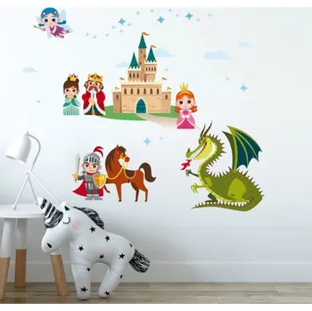 Samolepící dekorace Nálepky na zeď draci a hrad - Plotbase, s.r.o., 120x50cm