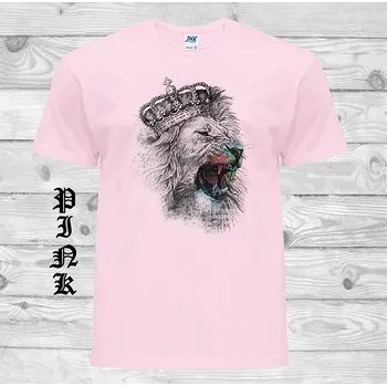 Chlapecké tričko detske-levne-bavlnene-tricko-potisk-lev-kral Barva: Pink - růžová, velikost: 164