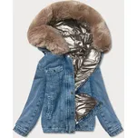 Světle modro-béžová oboustranná džínová bunda pro přechodné období (B9730-50012) odstíny modré L (40)