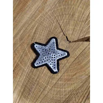 Textilní nažehlovací páska Nažehlovačka malá hvězda s flitry barva stříbrná