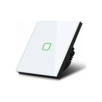 vypínač Maclean Maclean MCE713W jednodotykový vypínač světel, schodišťový, kříž, sklo, černý se čtvercovým podsvícením. knoflík, 86x86mm