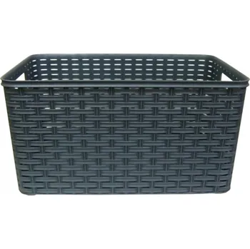 Úložný box MEGA PLAST Mega Plast, univerzální koš, polyratan, 19 x 29 x 39 cm, šedá metalíza