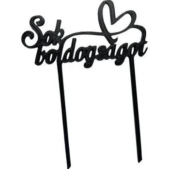 Jedlá dekorace na dort Zápich do dortu Sok boldogságot se srdcem - 3D tisk - Dortmarket