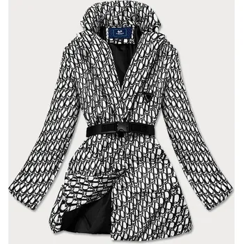 Dámská móda Lehká bílá dámská bunda s páskem (OMDL015) odstíny černé S (36)