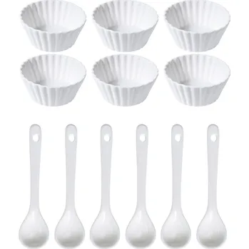 Sada porcelánových misek Wave, 12 dílů, bílá