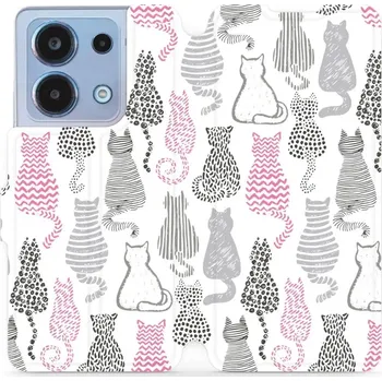 Pouzdro na mobilní telefon Flipové pouzdro Mobiwear - Xiaomi Redmi Note 13 4G - MX01S Kočičí zádíčka (Knížkové flip pouzdro, obal, kryt na mobil Xiaomi Redmi Note 13 4G - MX01S Kočičí zádíčka, materiál Umělá kůže + TPU - ochrana 360°, stojánek, silikonová vanička, magnetické zavírá