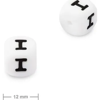 Korálek Silikonový korálek kostka 12 mm s písmenem I