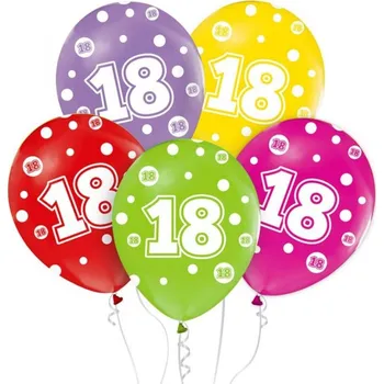 Balónek Paper Design Nafukovací balónky 5ks s potiskem číslice "18"