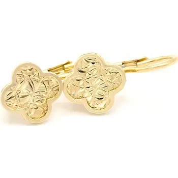 Náušnice Zlaté náušnice čtyřlístky se zdobením 1,80g