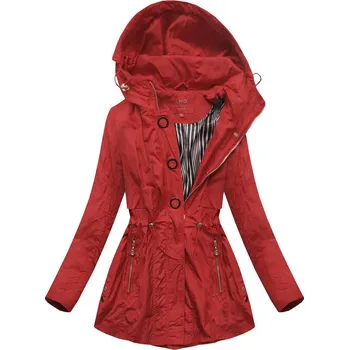 Dámská bunda Krátká červená bunda typu parka (P01) odstíny červené S (36)