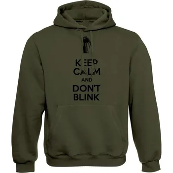 Pánské oblečení Mikina s kapucí KEEP CALM AND DON'T BLINK - olivová