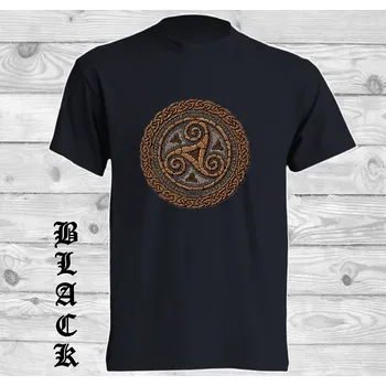 Dívčí tričko detske-levne-bavlnene-tricko-potisk-keltsky-slunecni-kruh Barva: Black -černá, velikost: 164