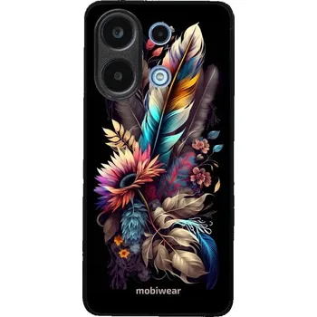 Pouzdro na mobilní telefon Lesklý kryt Mobiwear Glossy - Xiaomi Redmi Note 13 4G - G011G Kytice s pírkem (Prémiové lesklé pouzdro, obal, kryt Mobiwear Glossy na mobil Xiaomi Redmi Note 13 4G - G011G Kytice s pírkem, materiál Plast + TPU silikon - krytí po všech stranách,)