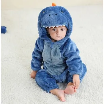 Karnevalový kostým Dětský kostým/plyšový overal pro nejmenší - Dinosaurus, Tygr, Jednorožec Varianta: Modrý dinosaurus, Velikost: 80/6-12 měsíců