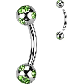 Piercing Piercing do obočí - kulička s kamínky (zelená)