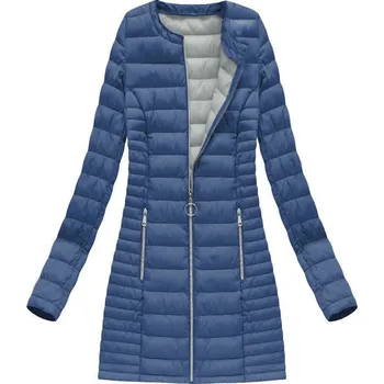 Dlouhá světle modrá prošívaná bunda (21810) odstíny modré S (36)