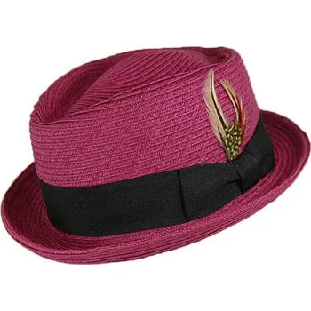 Klobouk Letní klobouk Porkpie růžový - M (57 cm)