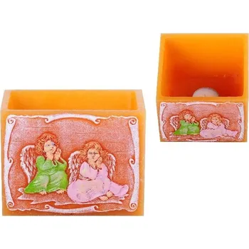 Svíčka Andělé 1. Lampion 120x120x95mm na Čaj. svíčku 525 gram