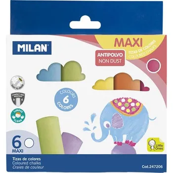 Milan Křída MILAN kulatá barevná bezprašná Maxi 6 ks - bliester 451827