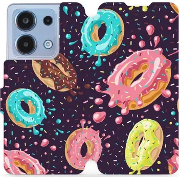 Pouzdro na mobilní telefon Flipové pouzdro Mobiwear - Xiaomi Redmi Note 13 4G - VP19S Donutky (Knížkové flip pouzdro, obal, kryt na mobil Xiaomi Redmi Note 13 4G - VP19S Donutky, materiál Umělá kůže + TPU - ochrana 360°, stojánek, silikonová vanička, magnetické zavírání)