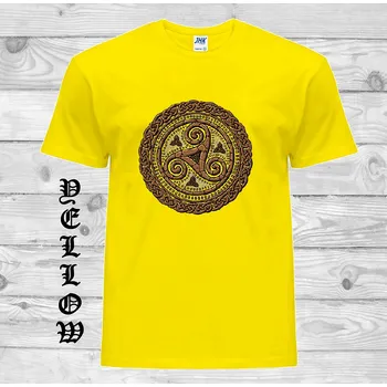 Dívčí tričko detske-levne-bavlnene-tricko-potisk-keltsky-slunecni-kruh Barva: Yellow - žlutá, velikost: 152