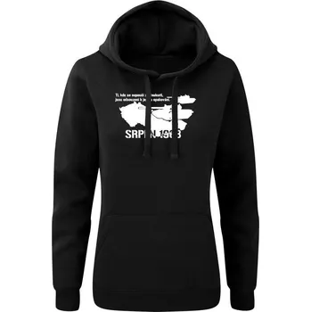 Dámská mikina Dámská mikina s kapucí SRPEN 1968 - černá